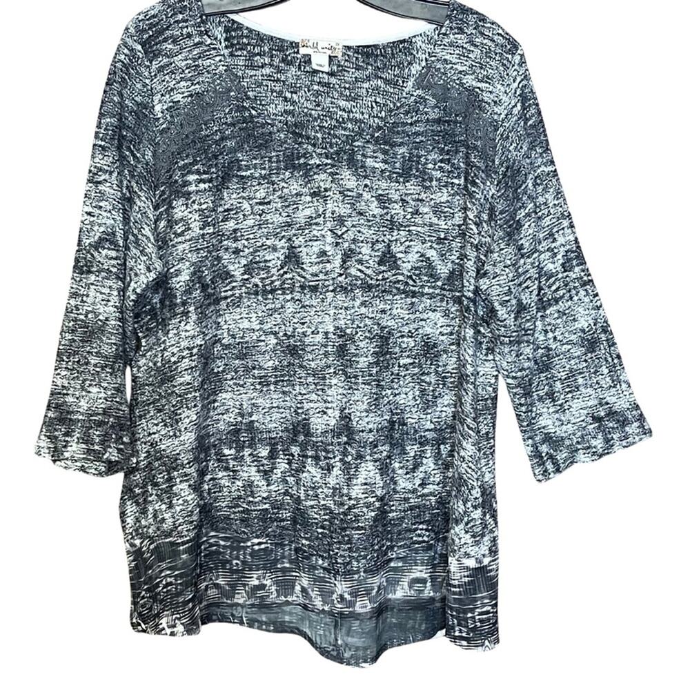 World Unity sweater pullover lace trim lining black gray lightweight size 2XL